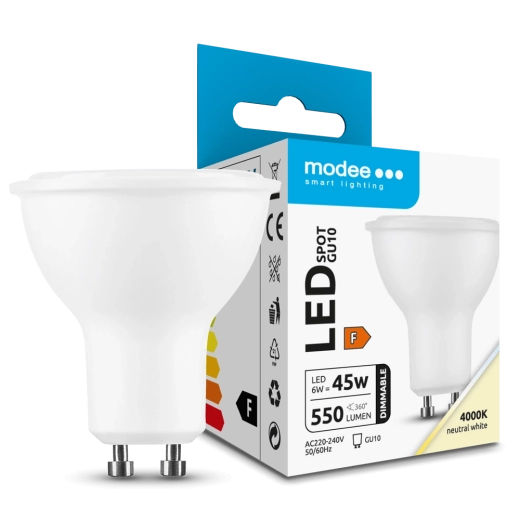 Modee Lighting bombilla LED tipo foco GU10 6 W, 550 lm, blanco neutro, regulable
