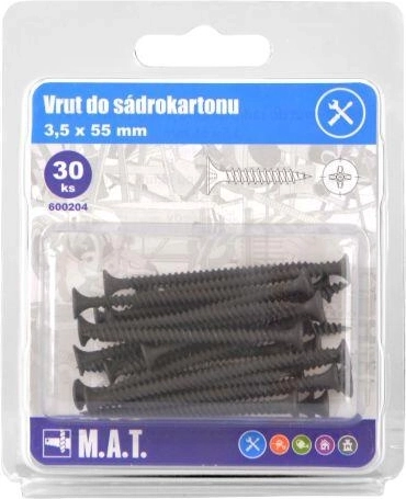 Tornillo para cartón-yeso 3,5 × 55 mm con rosca fina, fosfatado (30 uds.)