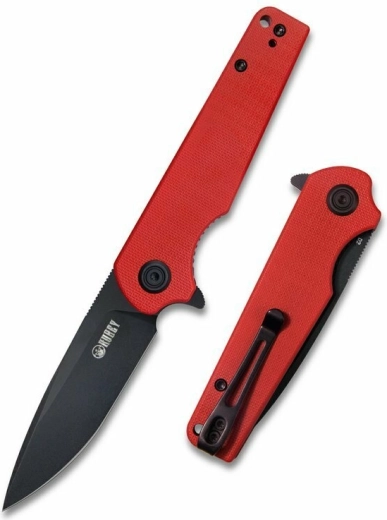 Navaja de bolsillo Kubey Wolverine KU233E 7,4 cm, dark stonewash, G10 rojo