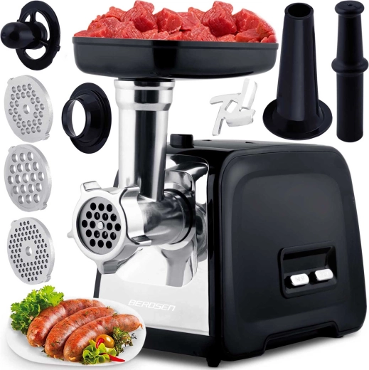 Picadora de carne eléctrica Berdsen 450 W (pico de 1200 W) con función inversa
