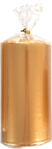 Vela cilíndrica metálica dorada 7 × 14 cm