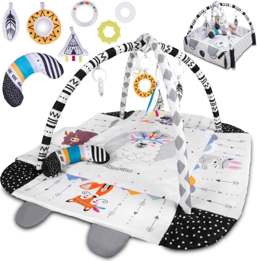 Alfombra de juego educativa interactiva 110 × 100 cm RICOKIDS Boho 3 en 1