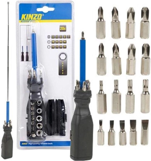 Destornillador con puntas KINZO, juego de 20 piezas