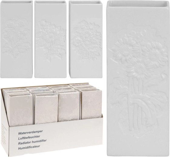 Evaporador cerámico para radiador con relieve de flores, blanco