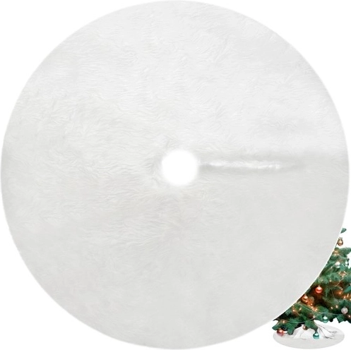 Base blanca de piel sintética para árbol de Navidad 72 cm