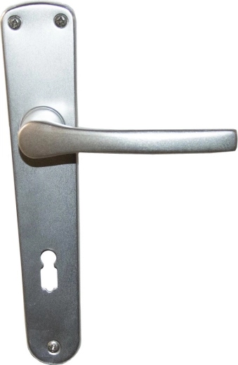 Manilla de puerta con placa para llave de 90 mm, aluminio plateado MONET