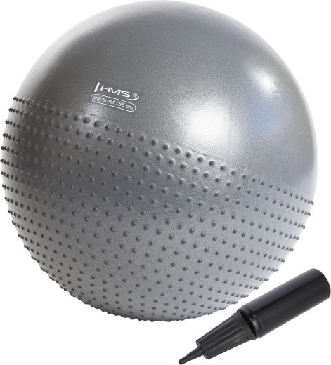 Balón gimnástico de masaje 65 cm gris HMS