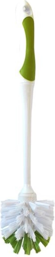 Escobilla de WC de plástico sin recipiente, blanco‑verde 7,5 × 32 cm