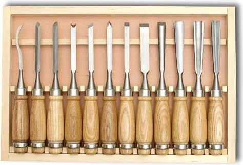 Juego de cinceles para tallado 12 piezas en estuche de madera