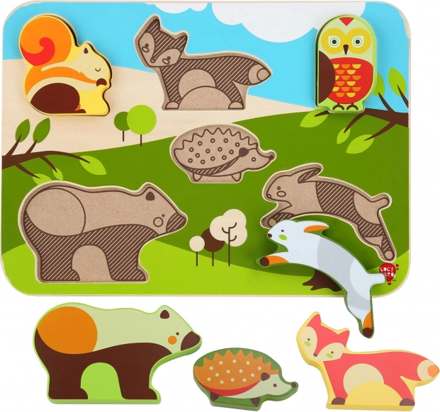 Lucy & Leo puzle de madera encajable de animales del bosque, 7 piezas