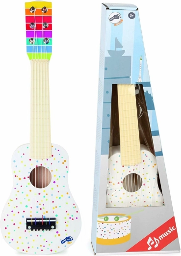 Guitarra clásica infantil de madera blanca con lunares Small Foot