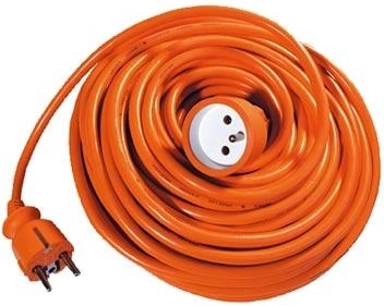 Cable alargador 25 m, 1 toma, naranja