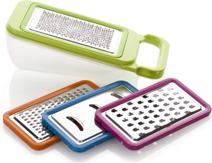 Set de ralladores de cocina intercambiables con recipiente (4 uds) BANQUET