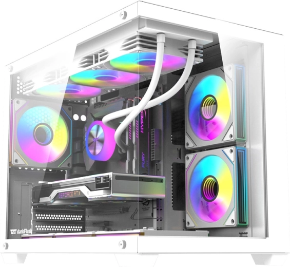 Caja de ordenador DarkFlash B275 Pro blanca con 6 ventiladores