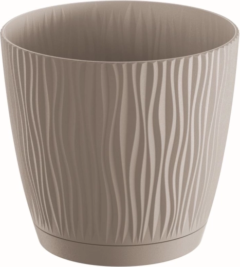Maceta Sandy P con plato 12,9 cm moca