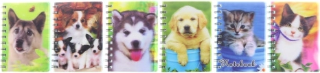 Cuaderno A6 con motivo 3D de perritos y gatitos