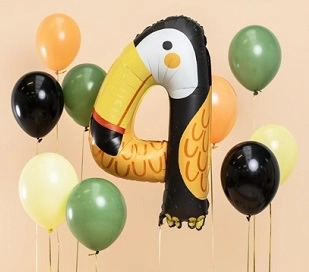 Globo de cumpleaños de foil número 4 tucán 47 × 80 cm