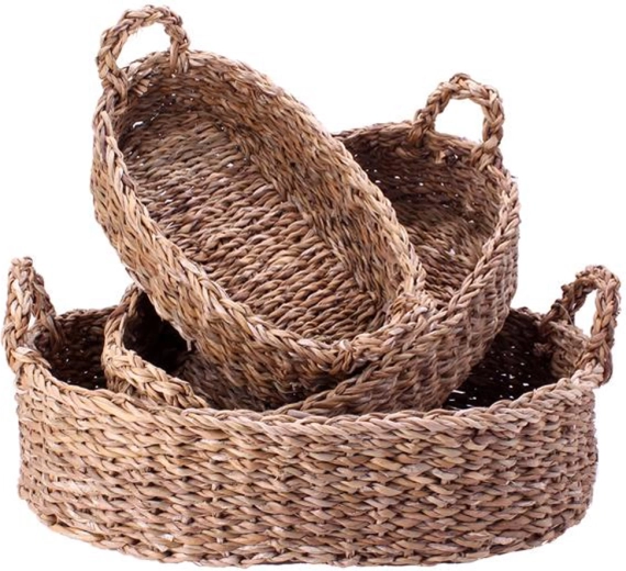 Cestas con asas de hierba marina TORO, set de 3 uds
