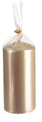 Vela cilíndrica decorativa champán brillante 14 cm