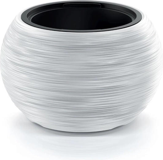 Macetero redondo acanalado con inserto 43,5 cm – blanco
