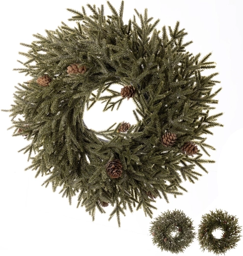 Corona navideña de plástico UH verde 40 cm (3 variantes)