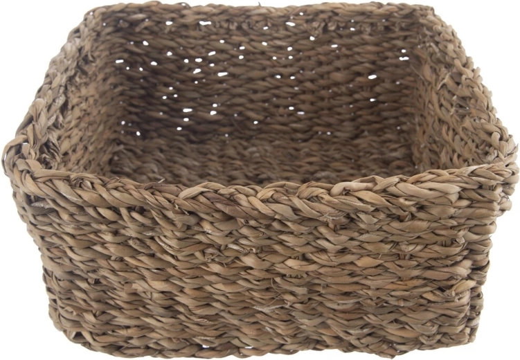 Cesta de almacenamiento de hierba marina beige grande