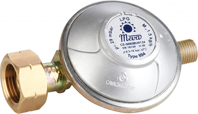 Regulador de presión de gas 50 mbar G 1/4"L para bombonas de PB