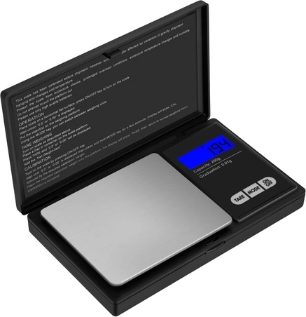 Balanza digital de bolsillo para joyería Ruhhy 200 g / 0,01 g con tapa protectora y LCD