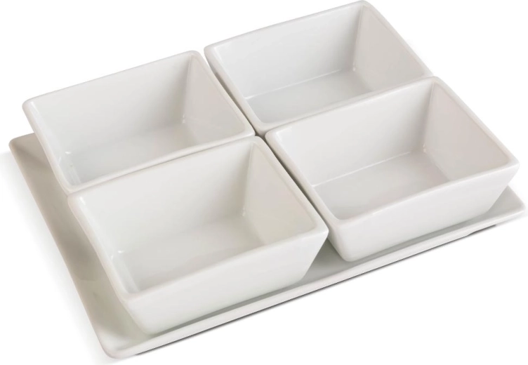 Lamart Dine set de cuencos con bandeja de madera, 4 unidades