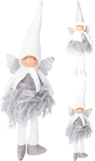 Decoración navideña angelito 40 cm – blanca y plateada, surtido de tipos