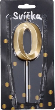 Vela de fiesta número 0 dorada