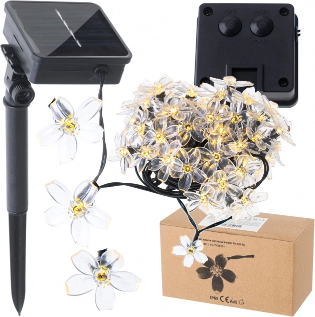 Luces solares de jardín con forma de flor 7 m 50 LED blanco cálido