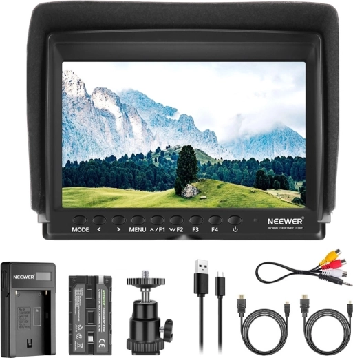 Monitor portátil Neewer F100 con cargador USB y batería NP-F550