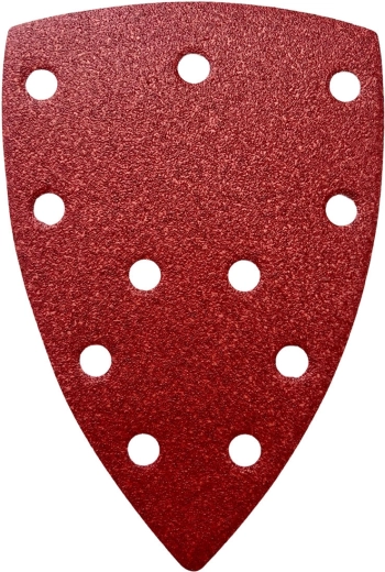 Triángulos de lija 100 × 150 × 150 mm, grano 120, 11 orificios, velcro (5 uds)