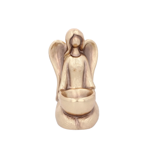 Figura de ángel sentado dorada – elegante decoración para interiores