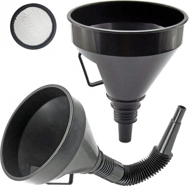 Gran embudo de combustible de plástico con filtro