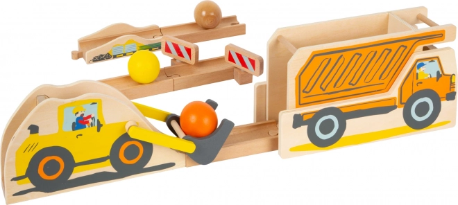 Pista de canicas con maquinaria de construcción small foot, 10 piezas