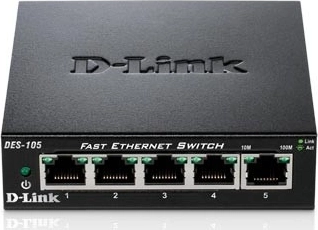 Switch de red con 5 puertos 10/100 Mb/s en una carcasa metálica