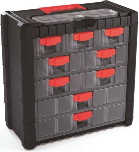 Organizador colgante de plástico Multicase Cargo 400 × 200 × 392 mm, 9 cajones