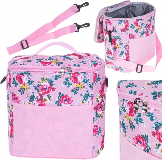 Bolsa isotérmica con estampado floral 11L rosa
