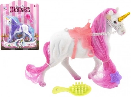 Unicornio para peinar con silla y accesorios, 15 cm