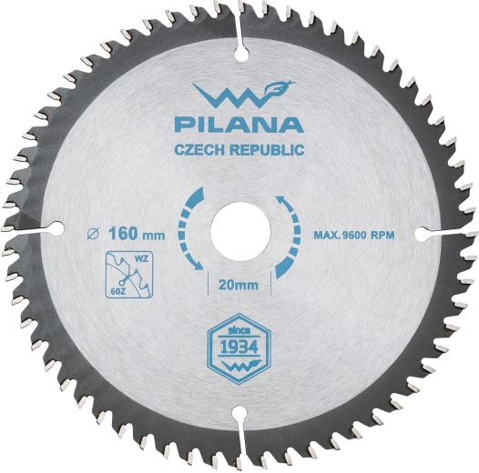 Disco de sierra PILANA 160 mm, 60 dientes, WZ para madera