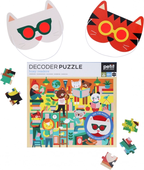 Petit Collage puzzle biblioteca con gafas 3D
