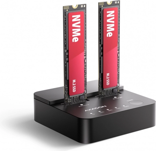 Axagon Clone Master estación de acoplamiento y clonación USB-C 3.2 Gen 2x2 para 2× NVMe M.2 (20 Gbps)