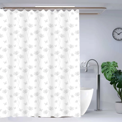 Cortina de ducha TORO Premium con diseño floral 178 × 199 cm