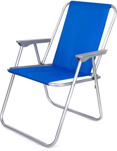 Sillón de playa plegable con reposabrazos – metal ligero, acolchado textil