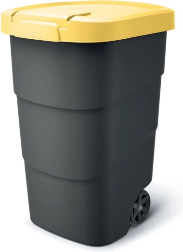 Contenedor de jardín para residuos con ruedas Wheeler 95 l antracita/amarillo