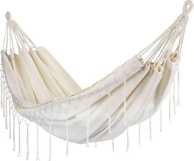 Hamaca colgante de jardín para dos personas boho beige 200 × 150 cm