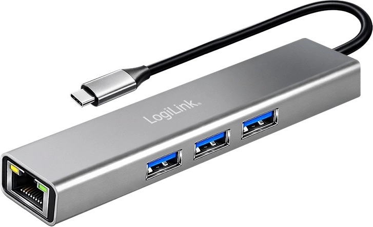Hub USB-C LogiLink 3× USB‑A y RJ45 Gigabit Ethernet