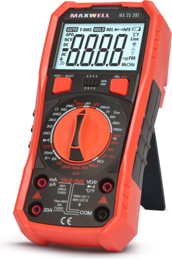 Multímetro digital Maxwell True RMS con medición de temperatura